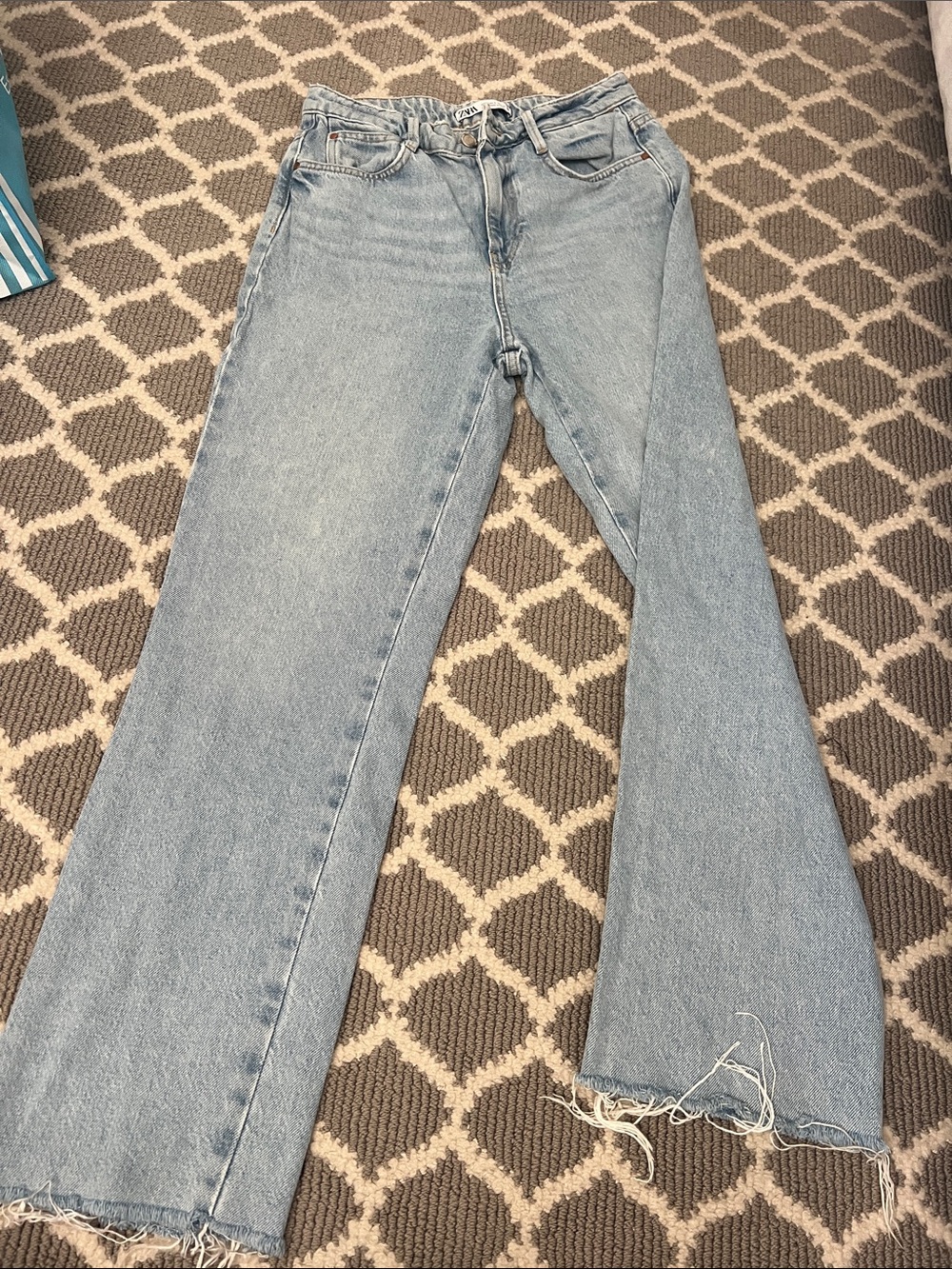 Light Blue High-Rise Wide Leg Jeans - ZARA